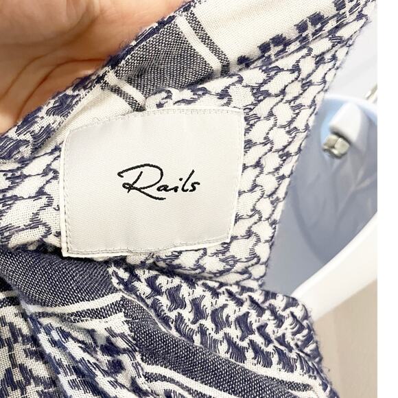 Rails Lily Blouse in Sapphire Jacquard Long Sleeve Lace Up Front Size XS - Picture 6 of 11